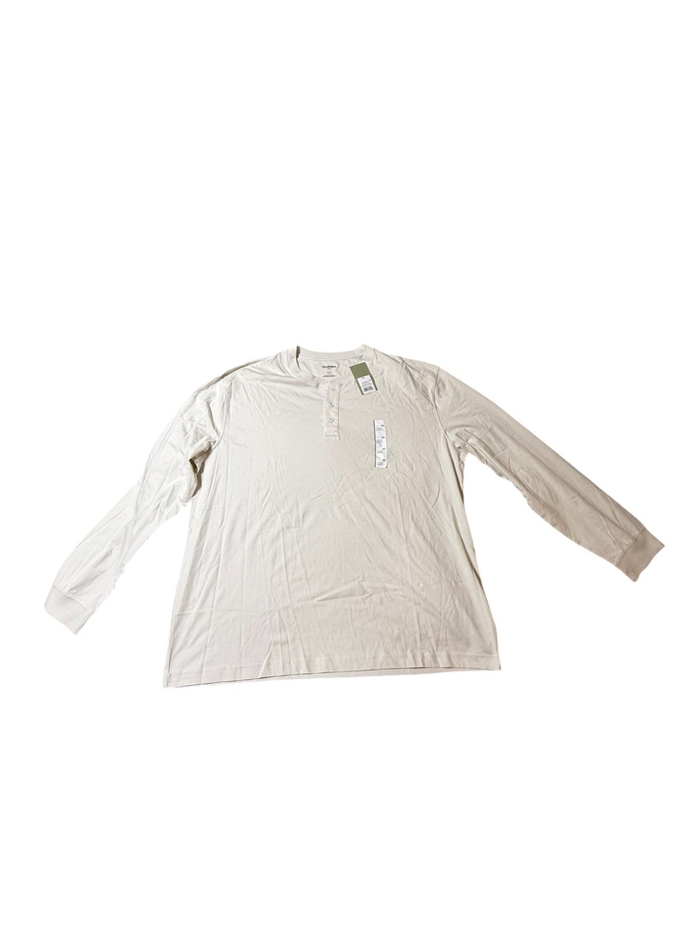 NWT Goodfellow & Co Men XXL Beige Tan Cream Long Sleeve Button Henley Shirt 2XL